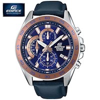 Reloj Casio Edifice EFV-550L-2AV Fecha Cronómetro Correa de Cuero Azul